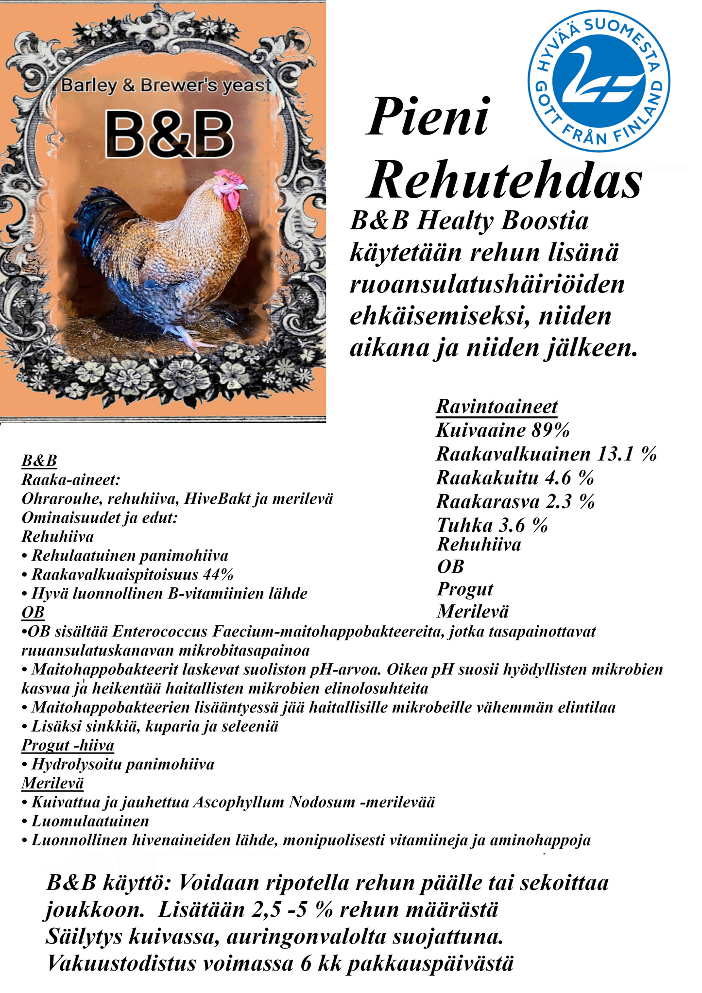 B ja B healthy boost, terveyttä kanoille 7 kg