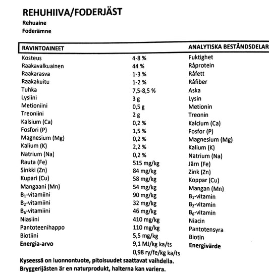 Rehuhiiva ( sis. Runsaasti niasiinia )