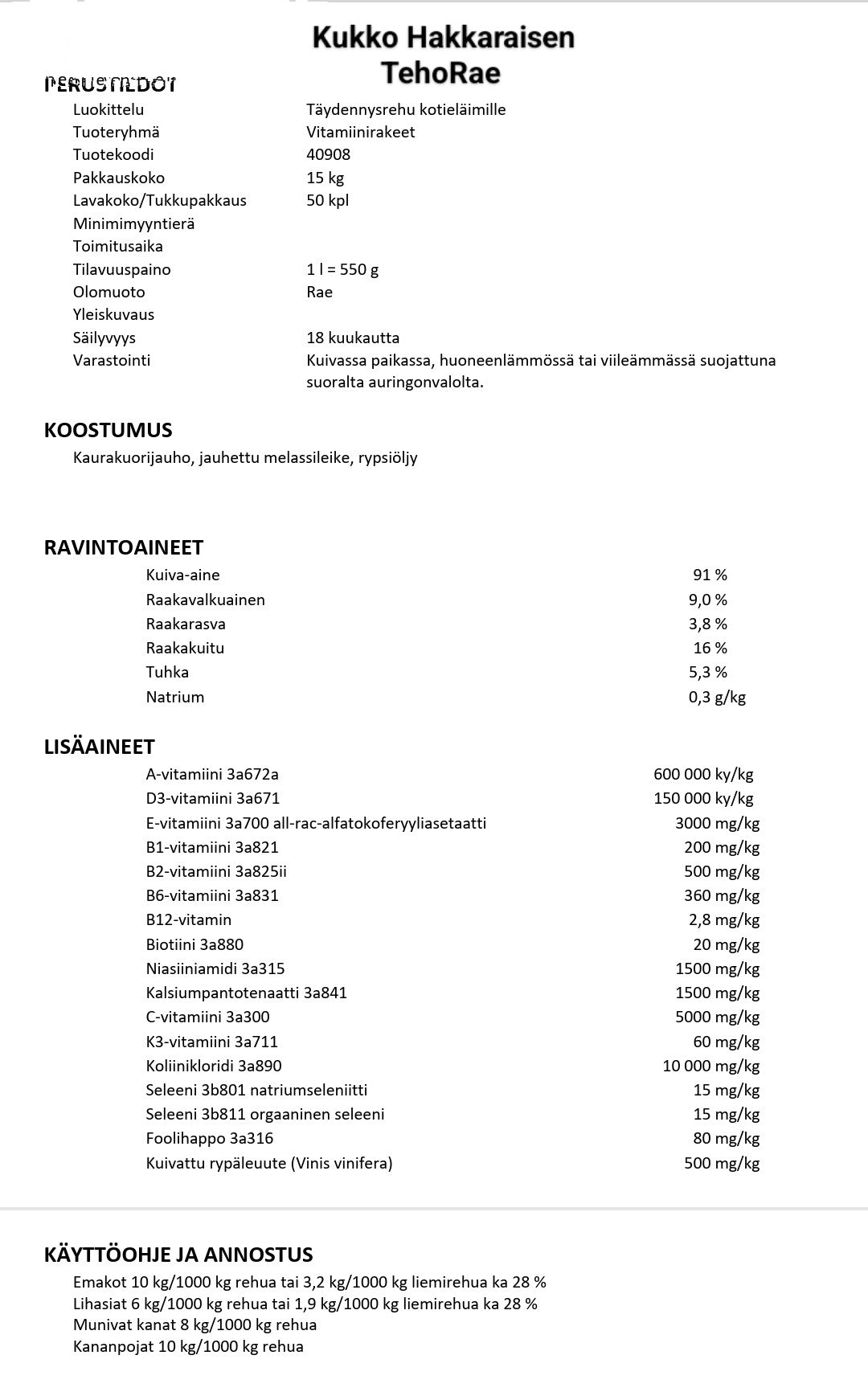 CockTail ja TehoRae monivitamiinit